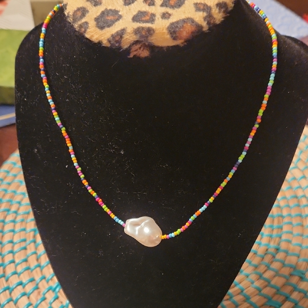 H&M Multicolor Beaded Necklace with Pearl